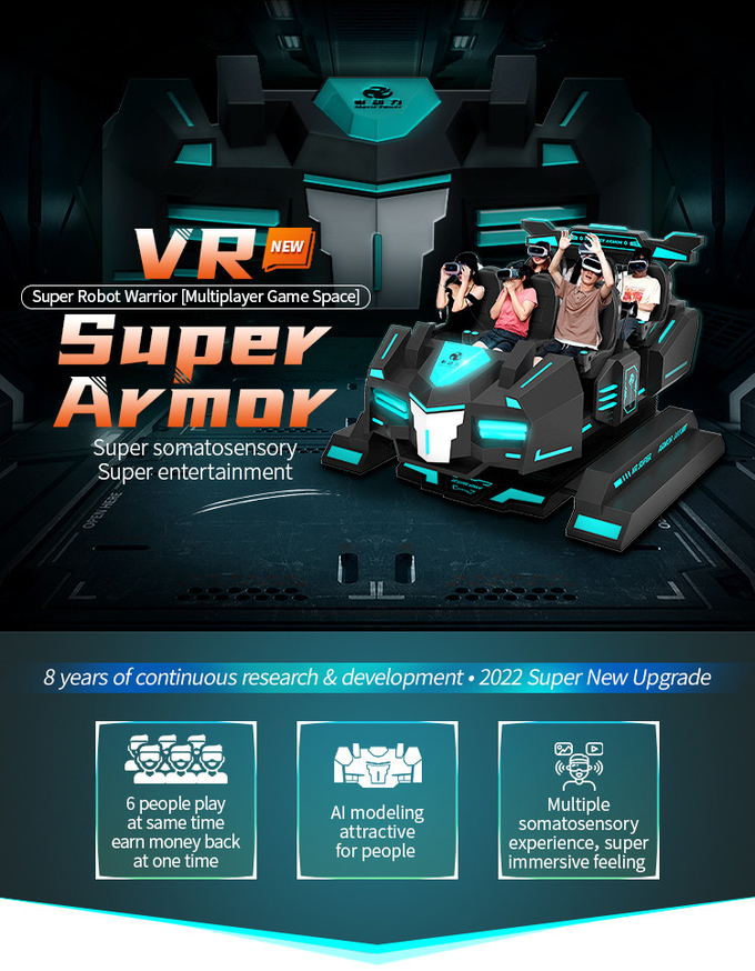 6 θέσεις 9d VR Cinema Arcade Virtual Reality Roller Coaster VR εξοπλισμός 0