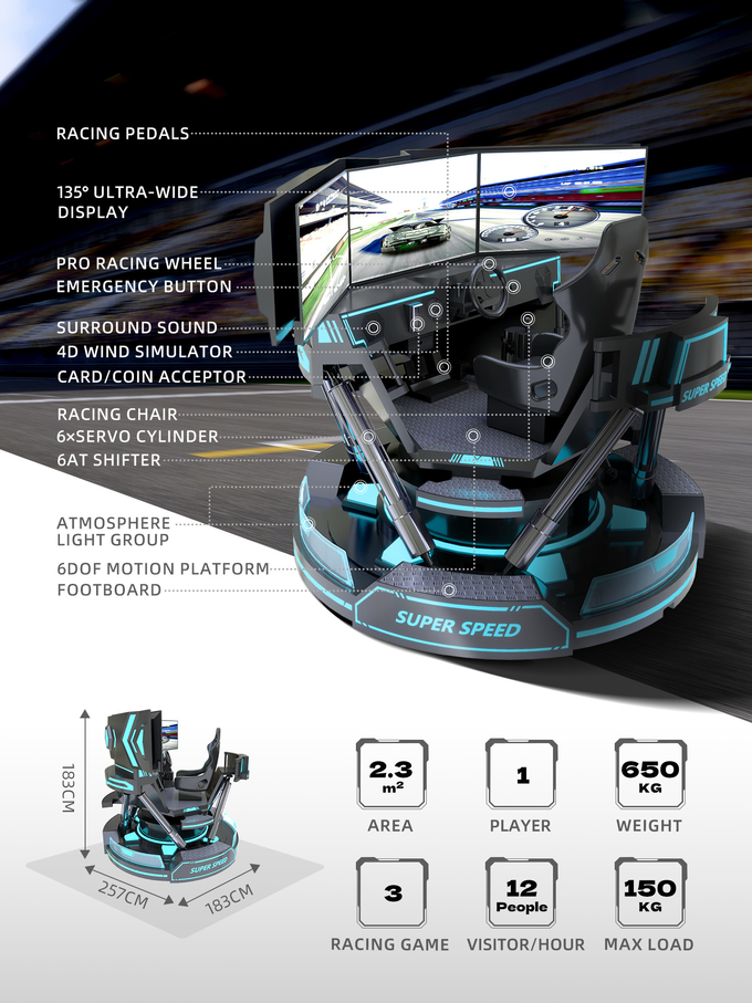 Διαστημική μηχανή παιχνιδιών αγώνα ταχύτητας προσομοιωτών 9D VR αγώνα προωθητών VR νομισμάτων 4