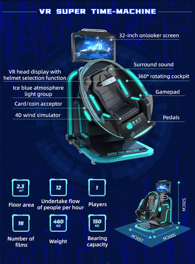 Εμπορικός εικονικής πραγματικότητας εξοπλισμός παιχνιδιών μυγών χρονικών μηχανών προσομοιωτών 9D VR έξοχος 4